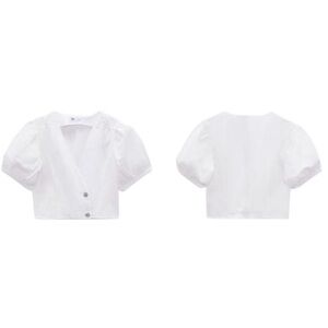 NWT ZARA Poplin Top with Jewel Buttons - Size Medium